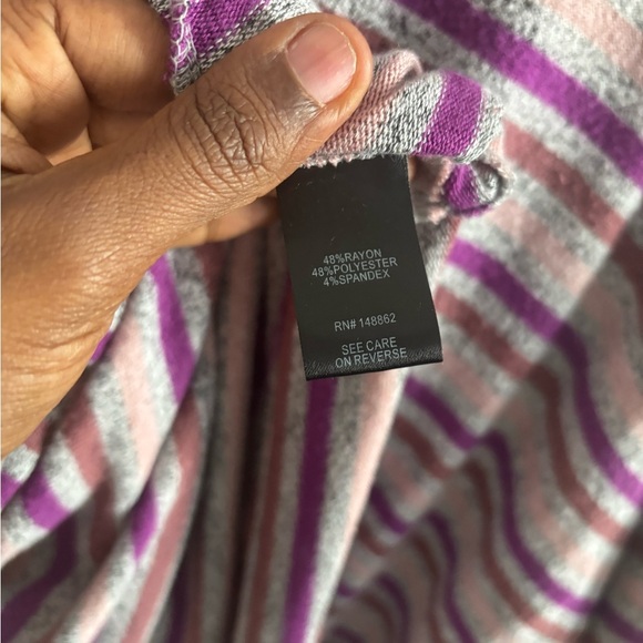 Torrid Sweater Top 4X Striped Soft Knit Purple 3/4 Lightweight Casual Pullover - Picture 6 of 7